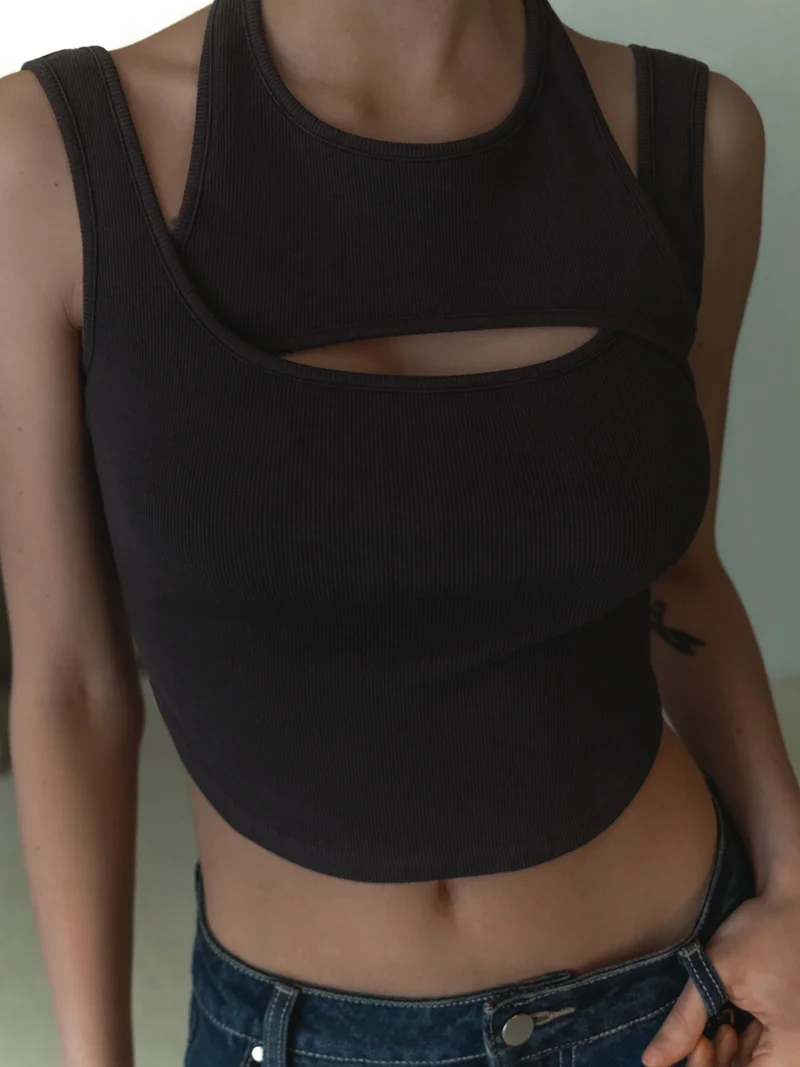 Lichi Cropped dual jersey top
