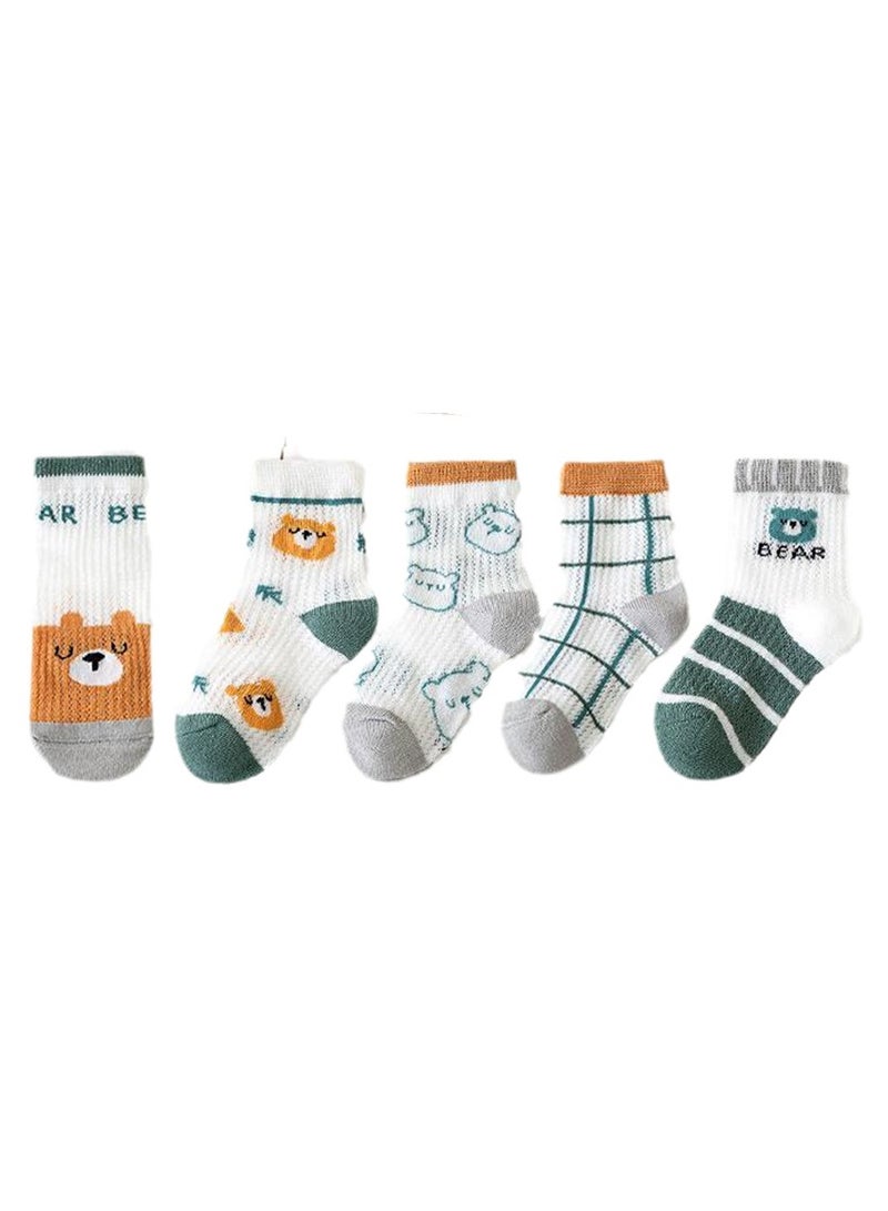 5 pairs of cute elastic children's socks thin mesh baby cartoon socks - Image 1