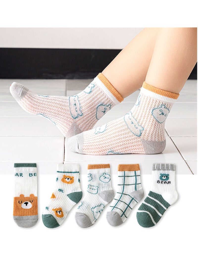 5 pairs of cute elastic children's socks thin mesh baby cartoon socks - Image 3