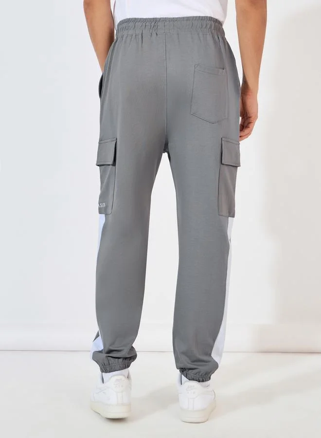 Styli Contrast Panel Oversized Joggers with Cargo Pocket