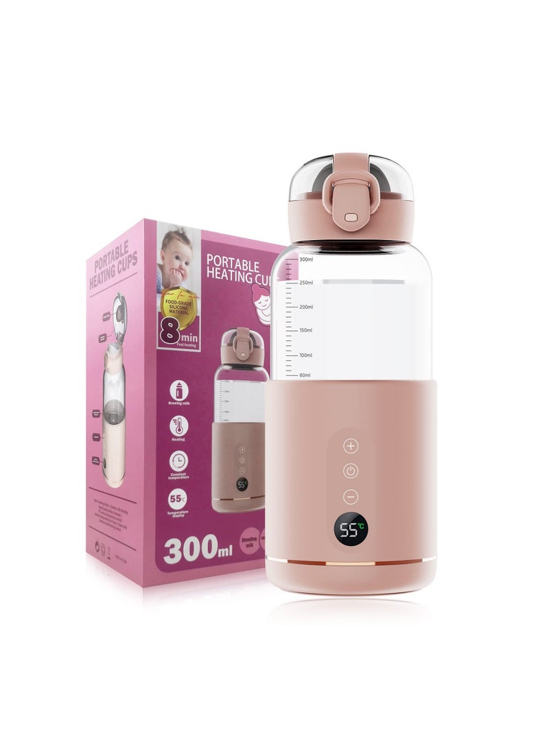 Generic Portable Bottle Warmer, Battery-Powered Milk Warmer for Baby Travel, Temp Control & LED Display, Dry Combustion Protection, Ideal for New Parents, Night Feedings, and Baby Gift（Pink）  - Image 1