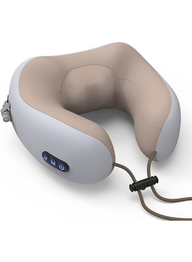 Electric U-Shaped Neck Massage Pillow - Rechargeable Multifunctional Shiatsu Massager - Portable Shoulder & Cervical Therapy Support for Travel, Office & Home Relaxation