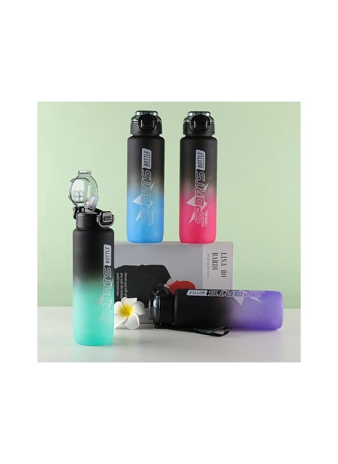 QSHOP QSHOP® Sports Water Bottles 1L BPA Free Leak Proof Fast Flow Water Bottles with Straw, Water Bottle for Gym, School, Fitness, Outdoor Sports  - Image 2