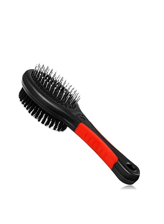 Generic Dog Brush for Grooming Pet Double Sided 2 in 1 Pin & Bristle Soft - Slicker Detangling Comb Cat and Shedding, Removing, Dirt Cleaning Short or Long Hair, Black  - Image 1