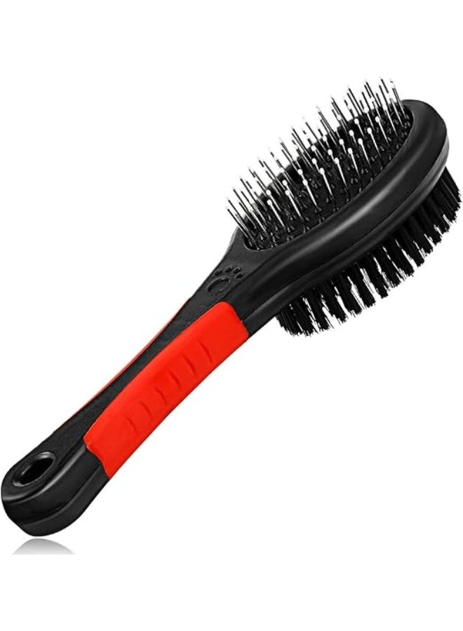 Generic Dog Brush for Grooming Pet Double Sided 2 in 1 Pin & Bristle Soft - Slicker Detangling Comb Cat and Shedding, Removing, Dirt Cleaning Short or Long Hair, Black  - Image 4
