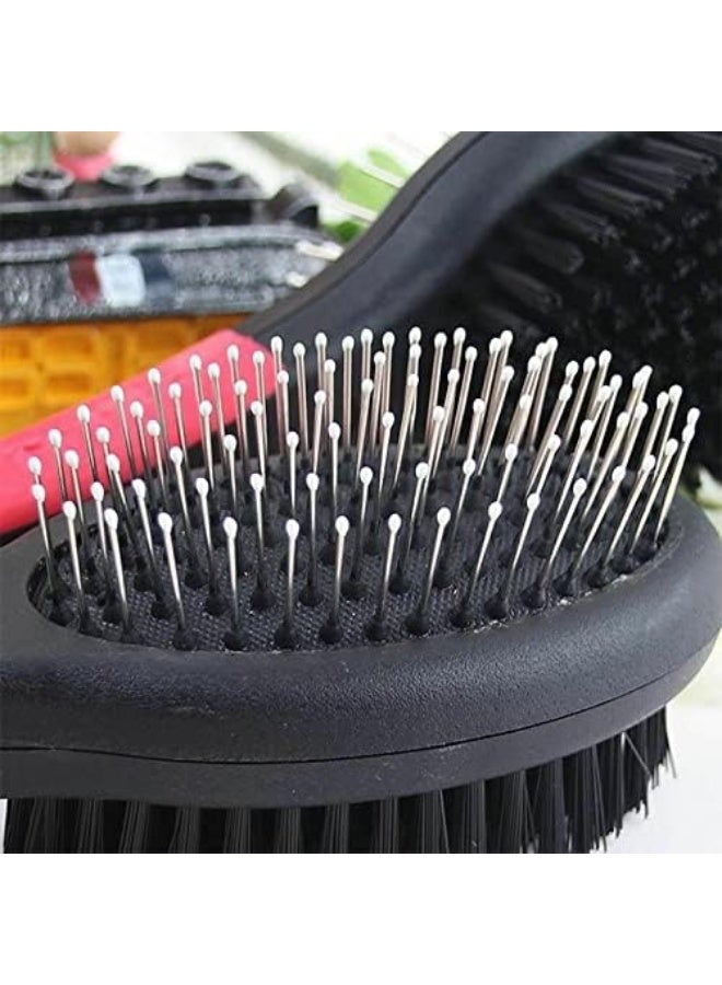Generic Dog Brush for Grooming Pet Double Sided 2 in 1 Pin & Bristle Soft - Slicker Detangling Comb Cat and Shedding, Removing, Dirt Cleaning Short or Long Hair, Black  - Image 5