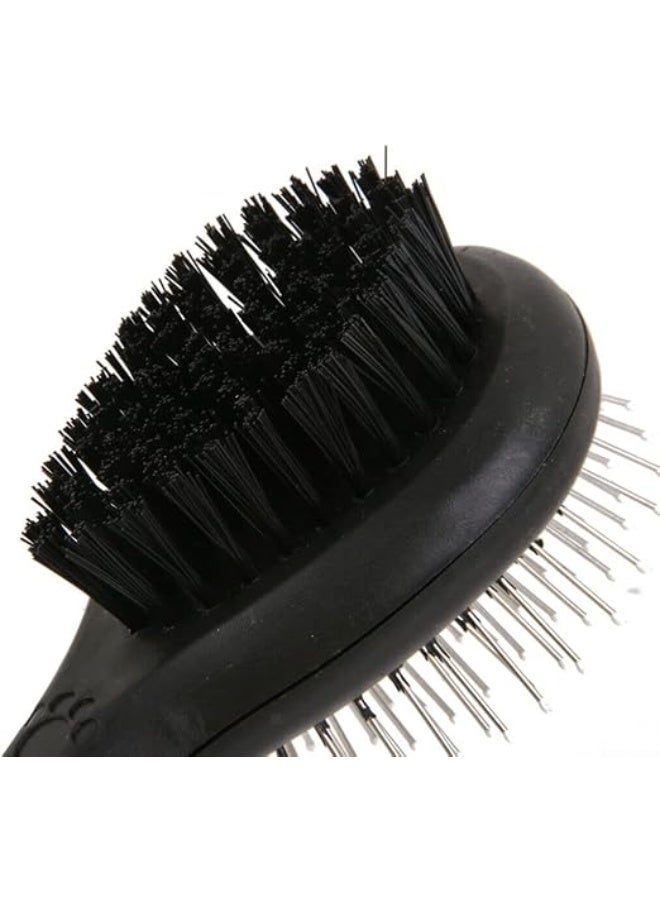 Generic Dog Brush for Grooming Pet Double Sided 2 in 1 Pin & Bristle Soft - Slicker Detangling Comb Cat and Shedding, Removing, Dirt Cleaning Short or Long Hair, Black  - Image 3