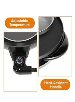 DISNIE Disnie 2 in 1 Hot Pot & BBQ Grill Plate Baking Pan with Glass Lid Nonstick Coating Smokeless Electric Pan with Grill Plate  - Image 4