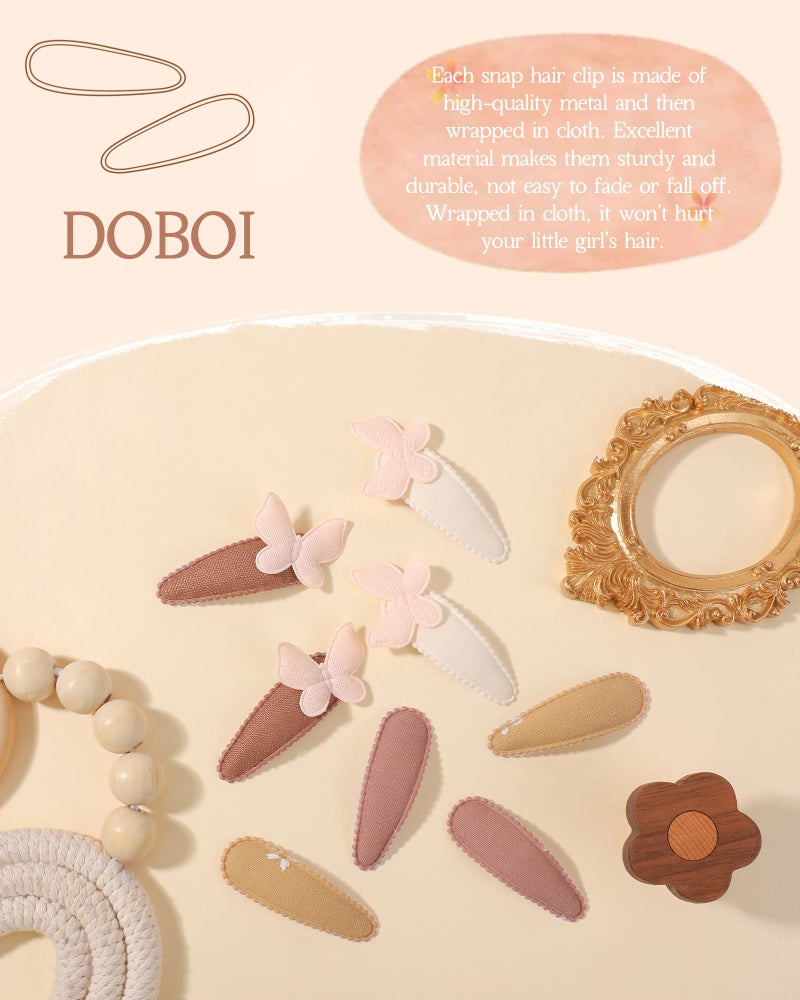 doboi 20Pcs Toddler Hair Clips Baby Girl Hair Bows Clips Floral Print Non Slip Wrapped Snap Hairpins Butterfly Clips for Hair Barrettes Hair Accessories for Baby Toddler Girls Kids - Image 3