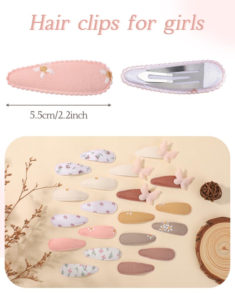 doboi 20Pcs Toddler Hair Clips Baby Girl Hair Bows Clips Floral Print Non Slip Wrapped Snap Hairpins Butterfly Clips for Hair Barrettes Hair Accessories for Baby Toddler Girls Kids - Image 2