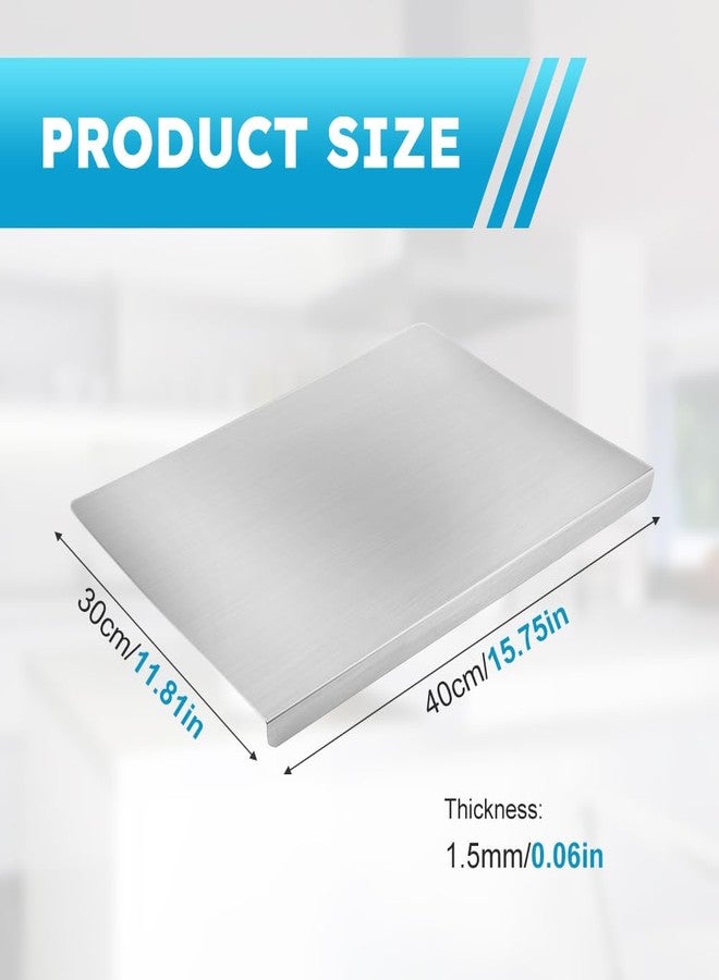 Kazheon Stainless Steel Cutting Boards with Lip for Kitchen, Metal Cutting Board over Sink, Baking-Cutting-Chopping-Board for Kitchen, Meat, Fruits, Vegetables, Bread and Baking(COLOR:silver) - Image 2