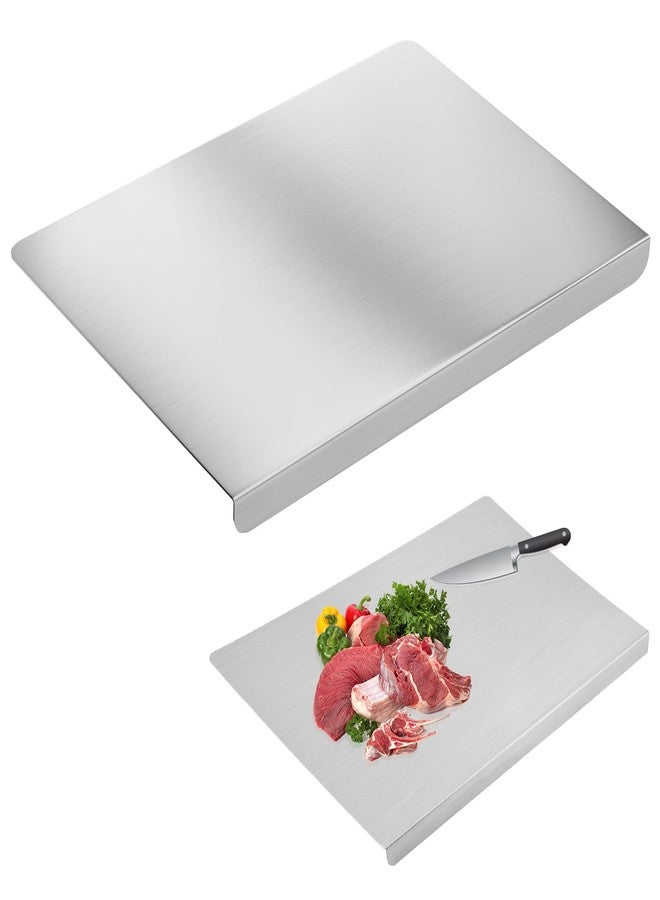 Kazheon Stainless Steel Cutting Boards with Lip for Kitchen, Metal Cutting Board over Sink, Baking-Cutting-Chopping-Board for Kitchen, Meat, Fruits, Vegetables, Bread and Baking(COLOR:silver) - Image 1