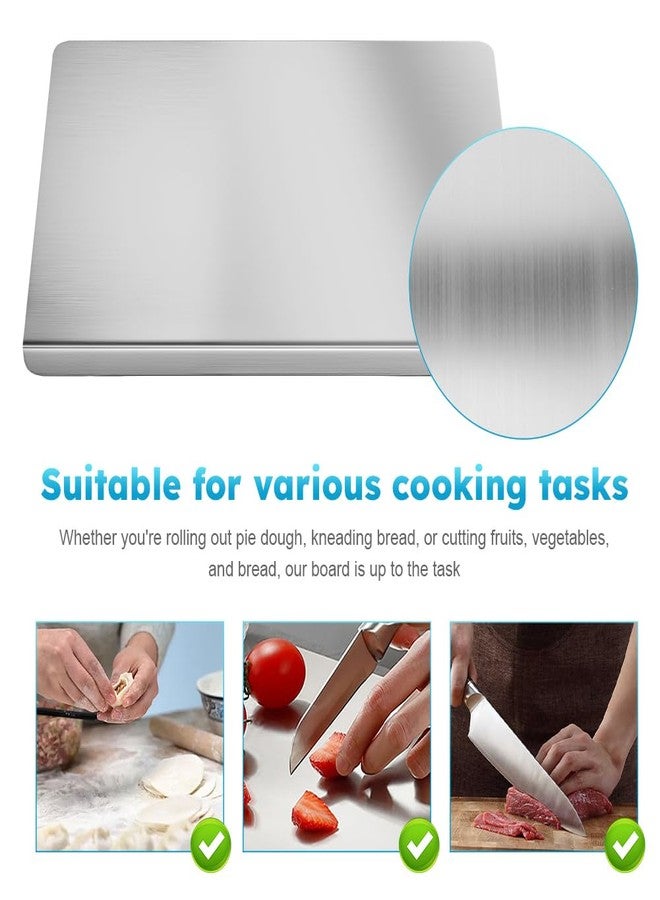 Kazheon Stainless Steel Cutting Boards with Lip for Kitchen, Metal Cutting Board over Sink, Baking-Cutting-Chopping-Board for Kitchen, Meat, Fruits, Vegetables, Bread and Baking(COLOR:silver) - Image 5