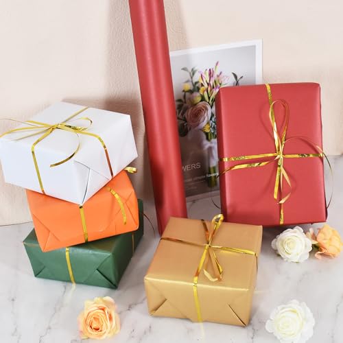 BEISHIDA Dark Gold Gift Wrapping Paper Solid Color PearlyLustre Wrapping Paper Roll Matte Gift Wrap Paper Packing Paper for Wedding Birthday Graduation Christmas 17inches X 328ft - Image 5