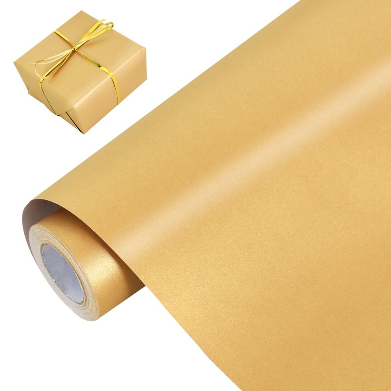 BEISHIDA Dark Gold Gift Wrapping Paper Solid Color PearlyLustre Wrapping Paper Roll Matte Gift Wrap Paper Packing Paper for Wedding Birthday Graduation Christmas 17inches X 328ft - Image 3