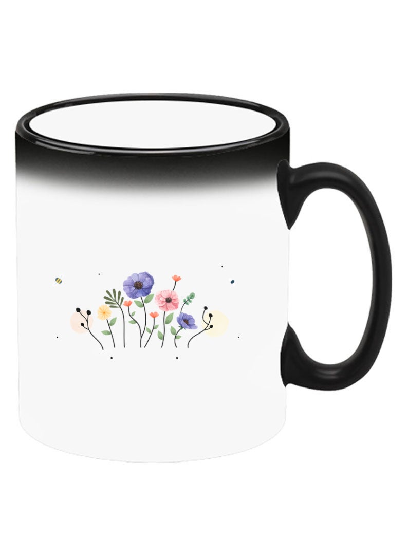 Theodor Color Changing Heat Sensitive Ceramic Mug, Image Revealed When HOT Liquid is Added! Flower and bees - Image 2