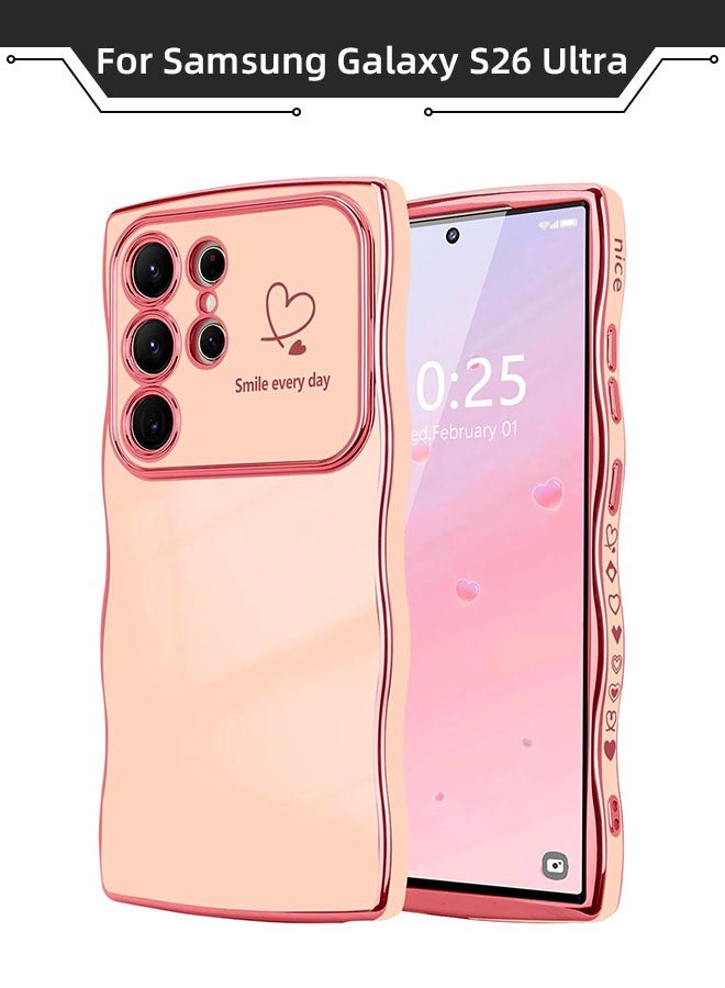 Samsung Galaxy S26 Ultra Case, Soft TPU Material, [Wireless Charging Compatible][Screen and Camera Protection][Luxury Electroplated Edge] Stylish Heart Design Drop Protection Cover for Samsung Galaxy S26 Ultra 6.9 inch, Pink - Image 1