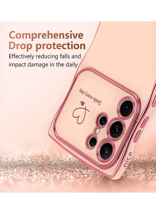 Samsung Galaxy S26 Ultra Case, Soft TPU Material, [Wireless Charging Compatible][Screen and Camera Protection][Luxury Electroplated Edge] Stylish Heart Design Drop Protection Cover for Samsung Galaxy S26 Ultra 6.9 inch, Pink - Image 3
