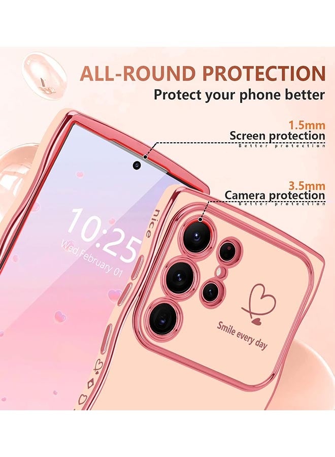 Samsung Galaxy S26 Ultra Case, Soft TPU Material, [Wireless Charging Compatible][Screen and Camera Protection][Luxury Electroplated Edge] Stylish Heart Design Drop Protection Cover for Samsung Galaxy S26 Ultra 6.9 inch, Pink - Image 2