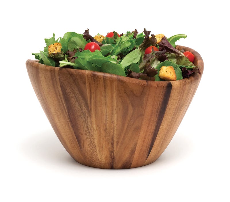 Lipper International Acacia Large Wave Bowl with Servers, 162.31 fl.oz.,Brown - Image 4
