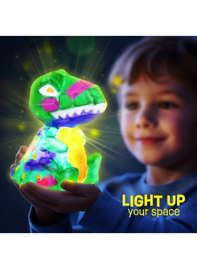 ONE TO FOUR Paint Own Dinosaur Lamp Kit, Art Supplies Arts & Crafts Kit, Painting kit for Kids 6-12, Dinosaur Toys for Boys Girls and Kids, Girls Boy Birthday Gift Ages 3 4 5 6 7 8 9 10 11 12+ - Image 4