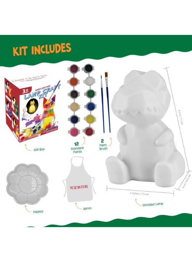 ONE TO FOUR Paint Own Dinosaur Lamp Kit, Art Supplies Arts & Crafts Kit, Painting kit for Kids 6-12, Dinosaur Toys for Boys Girls and Kids, Girls Boy Birthday Gift Ages 3 4 5 6 7 8 9 10 11 12+ - Image 5