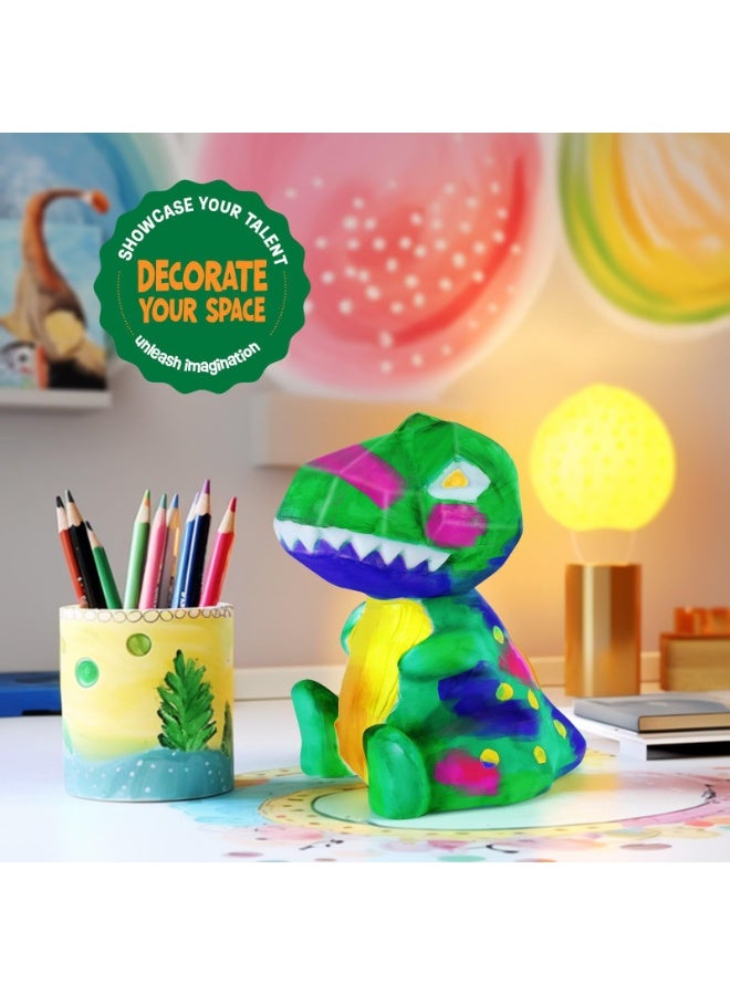 ONE TO FOUR Paint Own Dinosaur Lamp Kit, Art Supplies Arts & Crafts Kit, Painting kit for Kids 6-12, Dinosaur Toys for Boys Girls and Kids, Girls Boy Birthday Gift Ages 3 4 5 6 7 8 9 10 11 12+ - Image 3