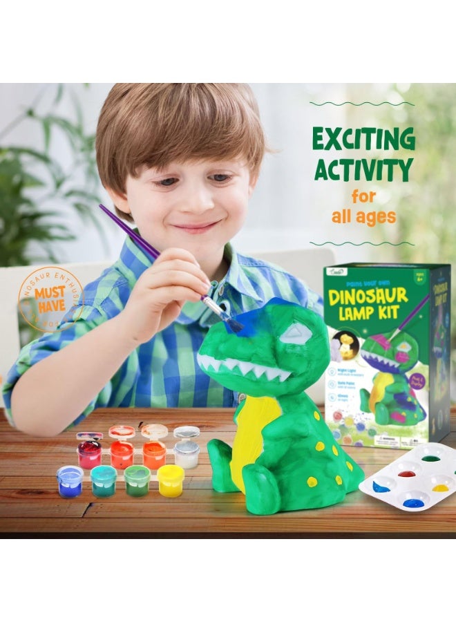 ONE TO FOUR Paint Own Dinosaur Lamp Kit, Art Supplies Arts & Crafts Kit, Painting kit for Kids 6-12, Dinosaur Toys for Boys Girls and Kids, Girls Boy Birthday Gift Ages 3 4 5 6 7 8 9 10 11 12+ - Image 2