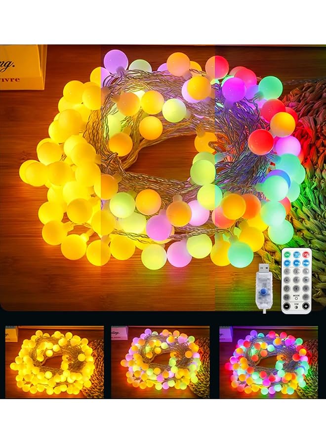 The Bros أضواء خيطية متغيرة الألوان بلا حدود بطول 66 قدم/20 متر و200 لمبة LED، أضواء كروية سحرية تعمل بالـ USB مع مؤقت عن بُعد، 11 وضعًا للأضواء الداخلية والخارجية للحفلات والزفاف وغرفة النوم والفناء والحديقة والتخييم وزينة عيد الميلاد. - Image 1