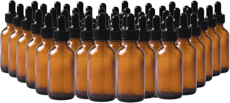 Easeen 48 Pack 1oz Amber Glass Dropper Bottles, Eye Dropper Bottles with Glass Droppers for Essential Oils, Perfumes (30ml, Amber) - Image 1