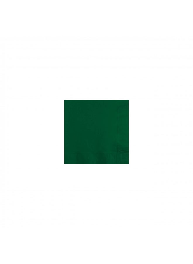 CREATIVE CONVERTING Creative Converting Touch of Color 2-Ply 50 Count Paper Beverage Napkins, Hunter Green - 803124B  - Image 1