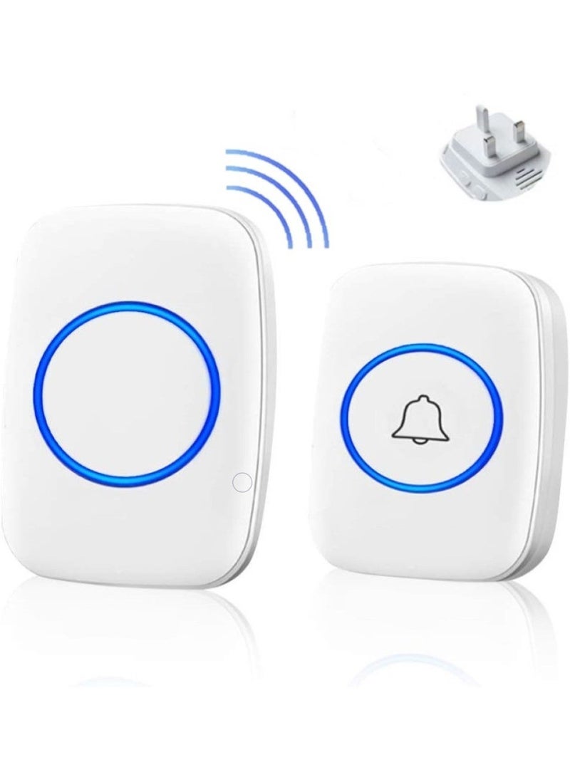 CACAZI Wireless Doorbell ,Waterproof Mini Doorbell, 110dB Mute Mode, Waterproof Door Bell Kit,Over 1000 feet Range, 60 Door Chimes   5 Levels Volume and LED Flash, for Home Office Classroom - Image 1