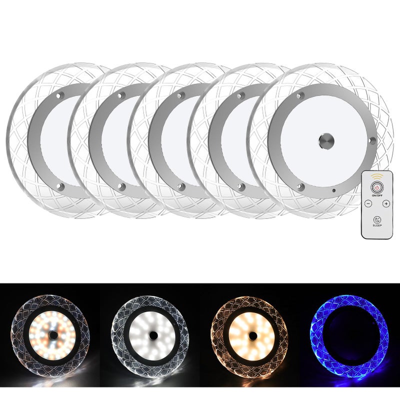 BlueFire RV Interior Lights 600LM Dimmable LED Ceiling Dome Lights 4 Colors 1218V Fixture with Dimmer Switch for Under Cabinet Camper Van Truck Motorhome Boat 5 Pack