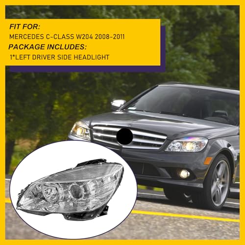 JHRISE Left Halogen Headlight Assembly For Mercedes Benz W204 C Class C300 C230 C350 2008-2011 Headlamp - Image 5