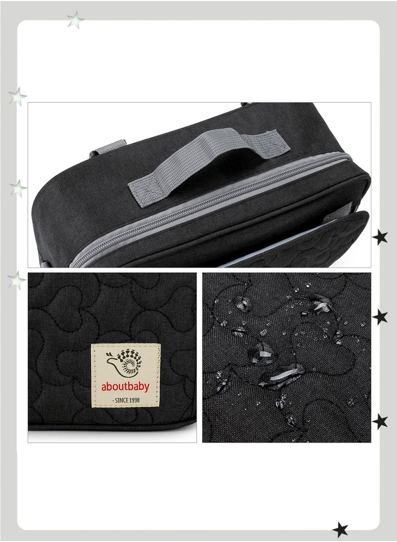 insular Waterproof Stroller Organizer, Diaper Bag with Wet Wipe Dispenser & Insulated Bottle Holder, Adjustable Shoulder Strap & Detachable Shoulder Strap, Practical Stroller Accessories for Diapers, Bottles, and Toys, Travel Gear Stroller Accessories for New Parents (Black) - Image 5