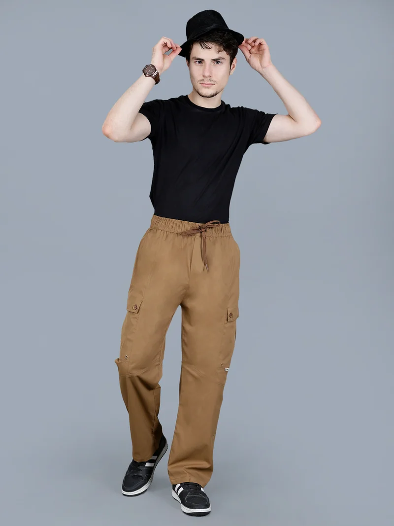 Fort Collins Fort Collins Men Solid Cargo Pants with Drawstring