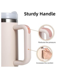 Tumbler with Handle and Straw Lid, Insulated Reusable Stainless Steel Water Bottle, Milky White - Travel Mug for Iced Coffee and Cold Beverages, Perfect for Car and Home, 40 oz - pzsku/Z97D38628D74E07E90B12Z/45/_/1736843711/59e88c43-f9d4-49f9-bf80-d2fc81dcf101