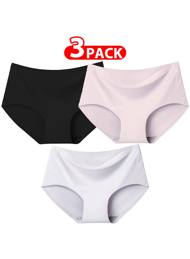 3 Packs Women's Small Size Underwear Silk Women Lingerie Seamless Women High Rise Underwear Multicolour/L(waist 64-72/Weight 55~65kg) - Image 1