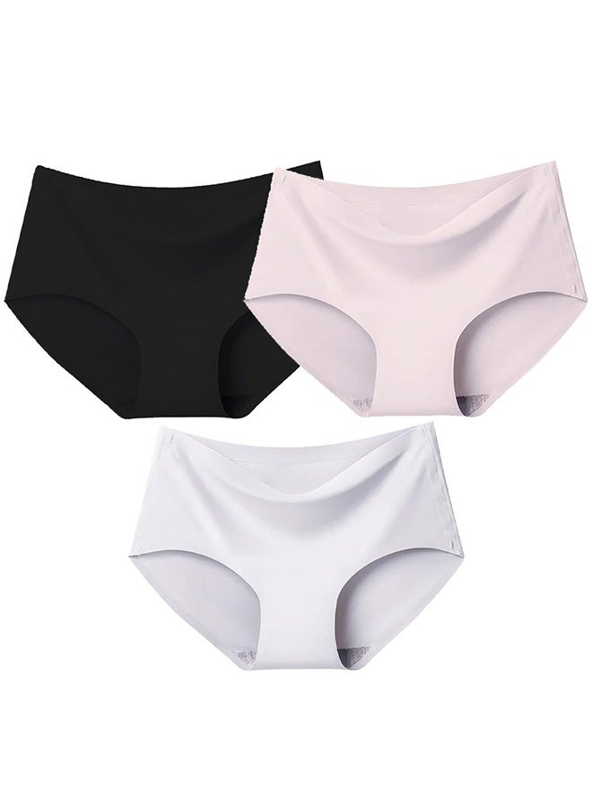3 Packs Women's Small Size Underwear Silk Women Lingerie Seamless Women High Rise Underwear Multicolour/L(waist 64-72/Weight 55~65kg) - Image 2
