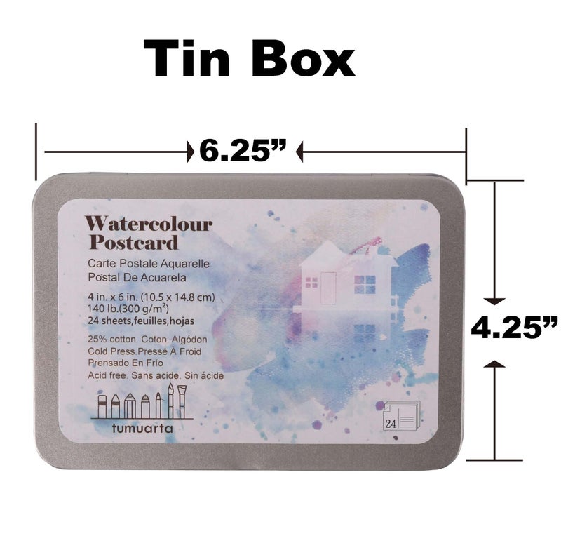 tumuarta Watercolor Paper Postcards 4x6”, tumuarta Cotton Paper, 140 LB, 300 GSM, Cold Press, 24 Blank Cards for Dry & Wet Media Paint for Greeting Cards & Thank You Notes - Image 3