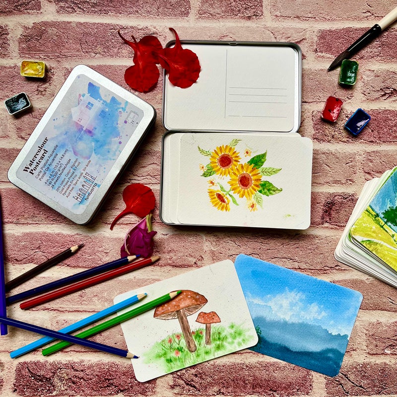 tumuarta Watercolor Paper Postcards 4x6”, tumuarta Cotton Paper, 140 LB, 300 GSM, Cold Press, 24 Blank Cards for Dry & Wet Media Paint for Greeting Cards & Thank You Notes - Image 2