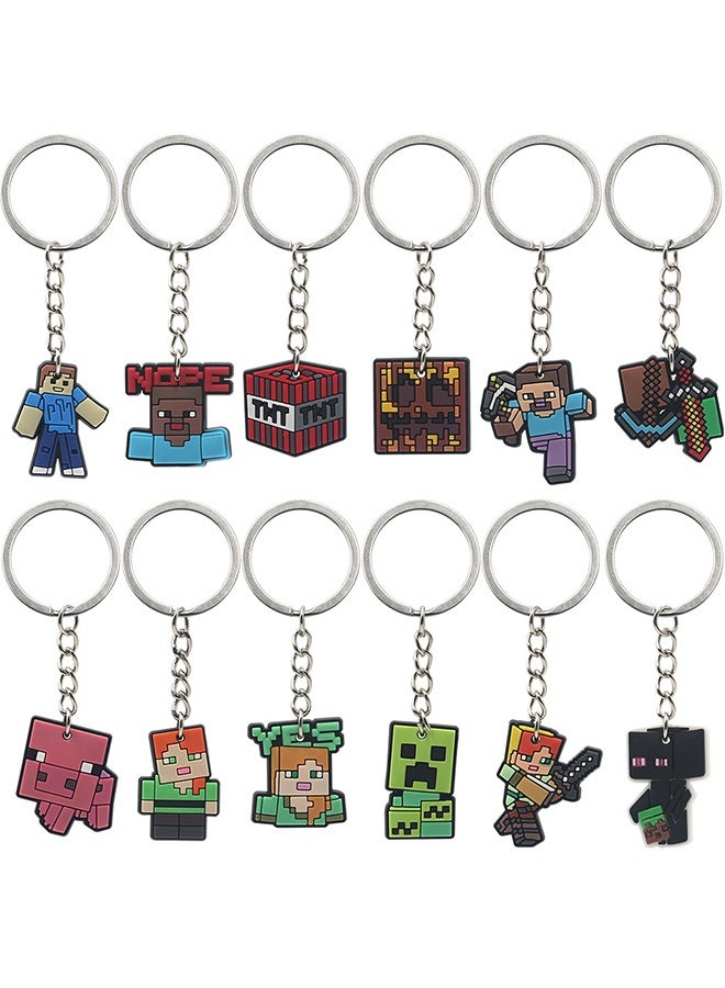 ماين كرافت مجموعة من ١٢ سلسلة مفاتيح ماين كرافت، هدية عيد ميلاد، خفيفة الوزن، قابلة للحمل، مناسبة للحقائب وحقائب الظهر والأولاد والبنات والأطفال. - Image 1