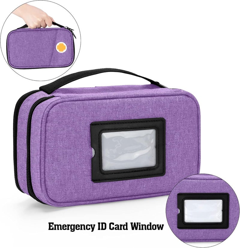 CURMIO Insulated Insulin Cooler Travel Case Double Layer Diabetic Supplies Storage Bag with Detachable Pouches for Diabetic Medication and Ice Packs Purple Empty Bag Only - Image 4