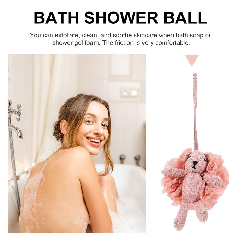 FAVOMOTO Pink Mesh Shower Loofah Exfoliating Body Scrubber Cartoon Animal Bath Sponge for Women Bathing - Image 4