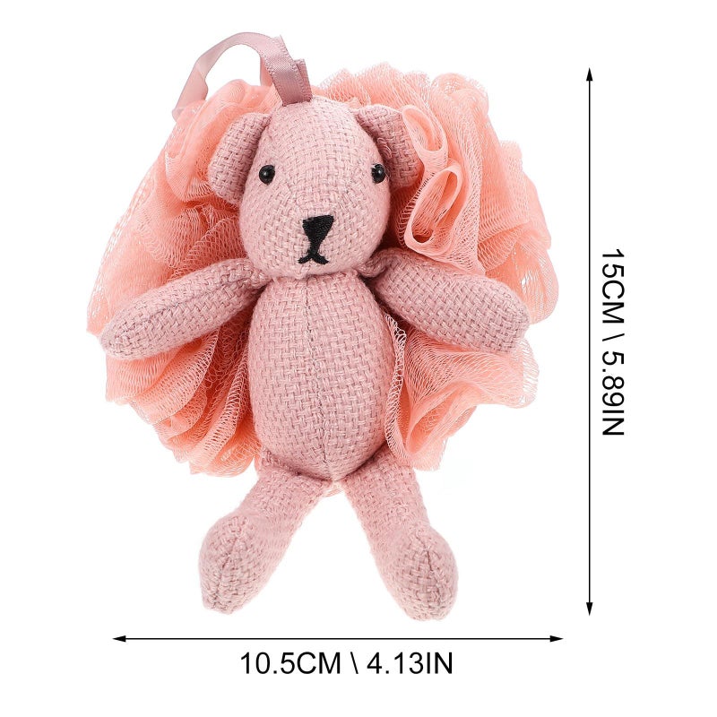 FAVOMOTO Pink Mesh Shower Loofah Exfoliating Body Scrubber Cartoon Animal Bath Sponge for Women Bathing - Image 3