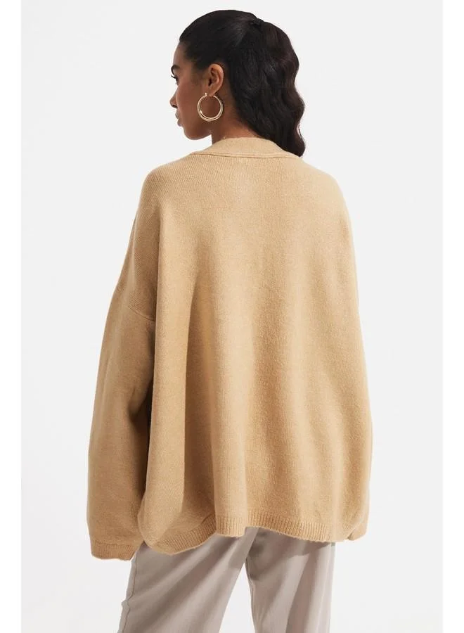 JUNE June V-Neck Cardigan Mink