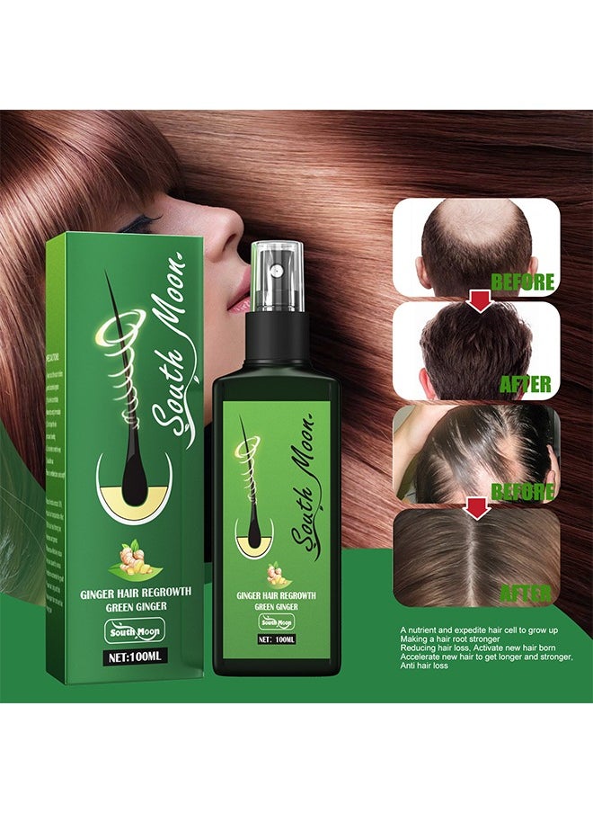 SOUTH MOON - Hair Nourishing Growth Spray, Green Ginger Hair Regrowth Spray, Moisturizing Fast Growth Anti-Defixation Spray Growth Solution, Organic Growth Plus Nourishing Ginger Spray for Men and Women(100ML) - Image 1