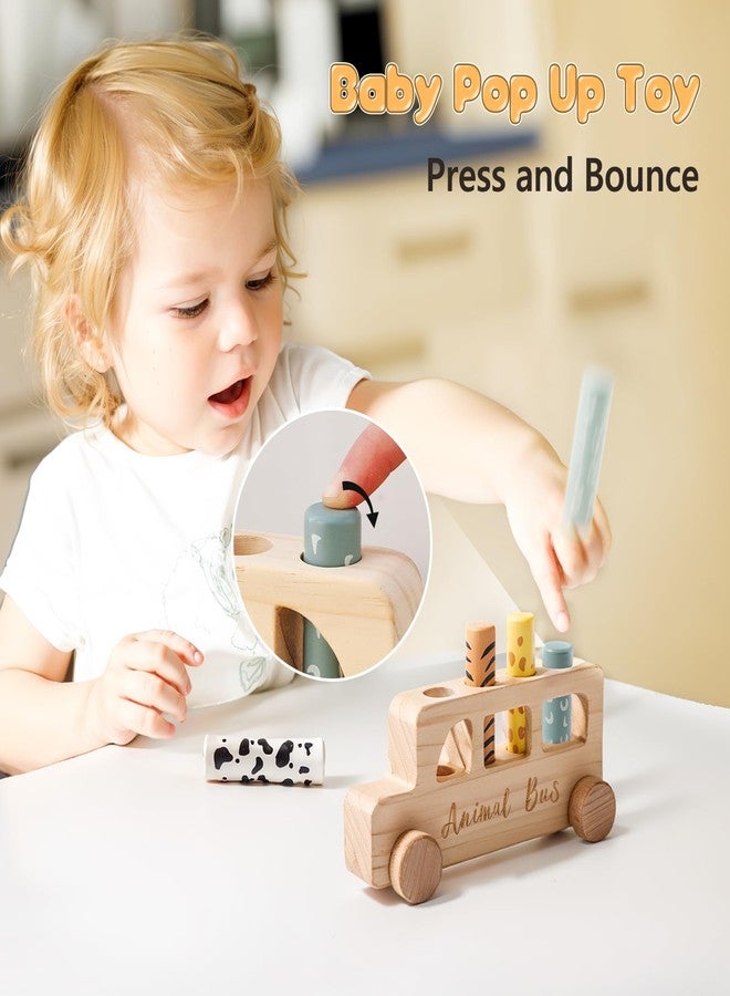 Etucdose Wooden Pop Up Toys for Babies | STEM Montessori Toys Color Animal Bus for Toddlers | Preschool Learning Toddler Educational Gifts for Kids Boys Girls | Baby Toy Games - Image 2