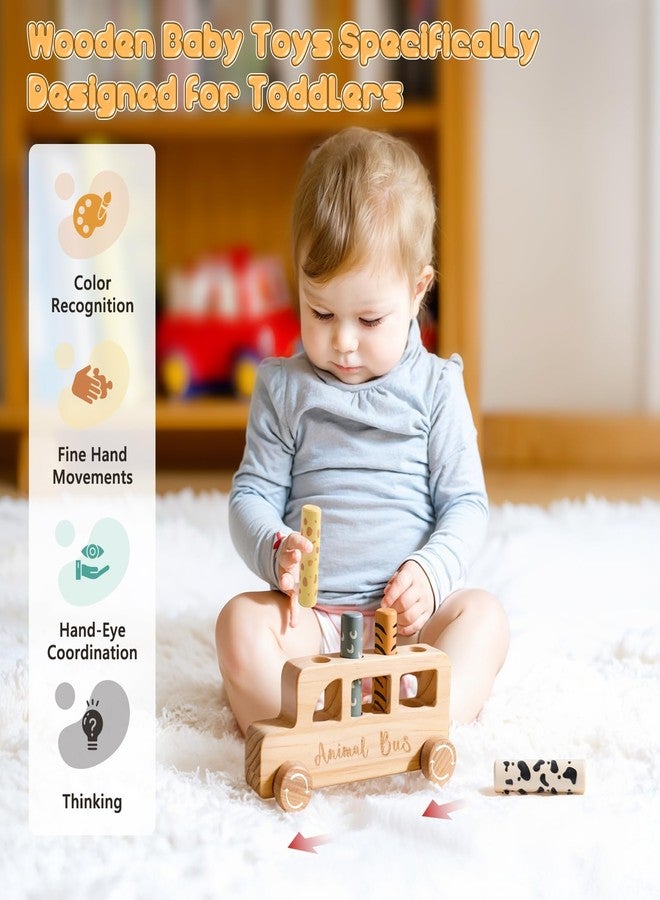 Etucdose Wooden Pop Up Toys for Babies | STEM Montessori Toys Color Animal Bus for Toddlers | Preschool Learning Toddler Educational Gifts for Kids Boys Girls | Baby Toy Games - Image 3