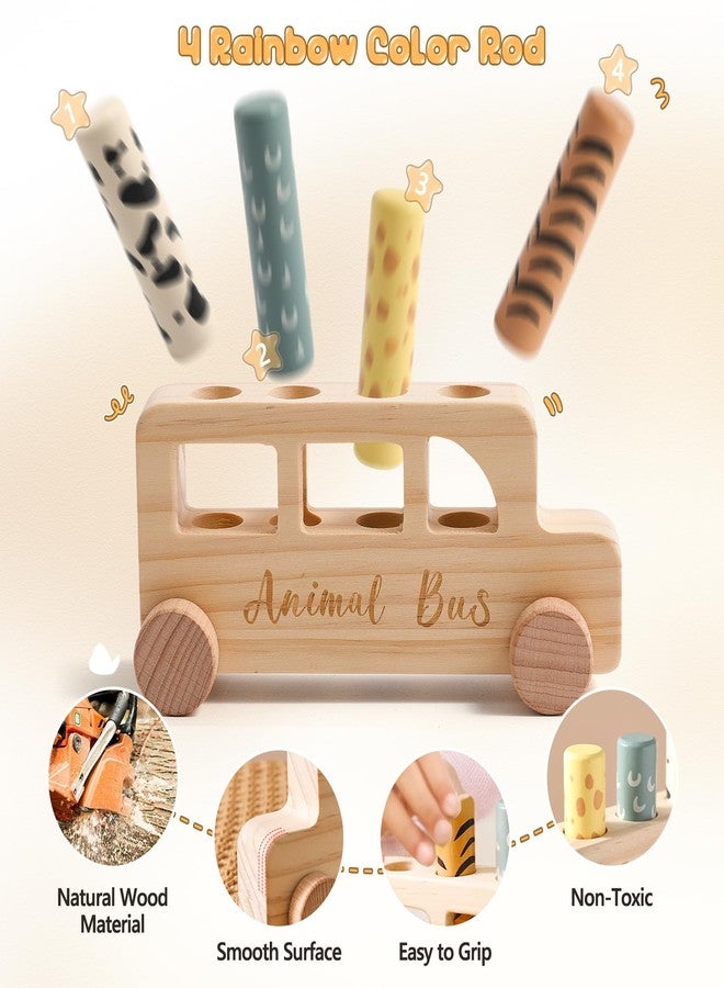 Etucdose Wooden Pop Up Toys for Babies | STEM Montessori Toys Color Animal Bus for Toddlers | Preschool Learning Toddler Educational Gifts for Kids Boys Girls | Baby Toy Games - Image 4